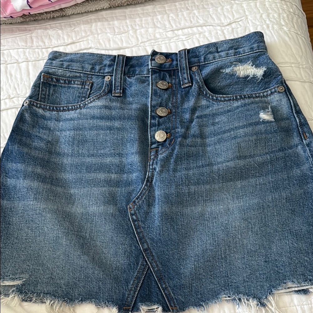 Madewell Rigid A- Line Denim Button-Up Skirt